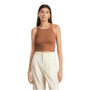 Everlane Pima Micro-Rib Short Tank - XL - Cropped - Tawny Brown - EUC